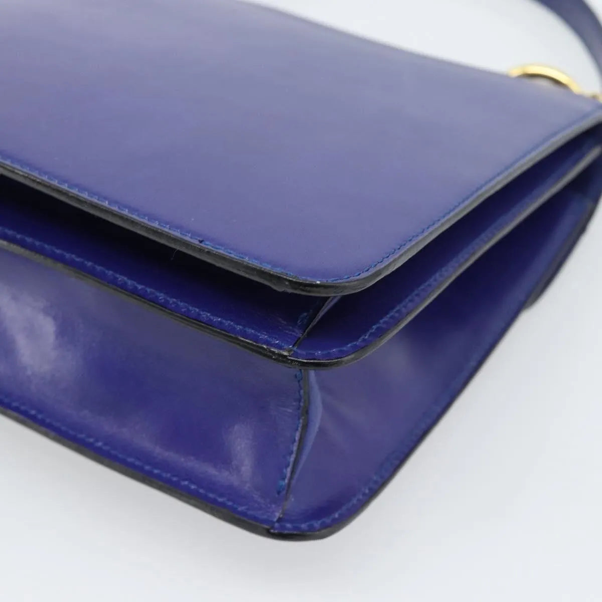 Celine Vintage Carriage Top Handle Leather, Blue, Leather, Handbag