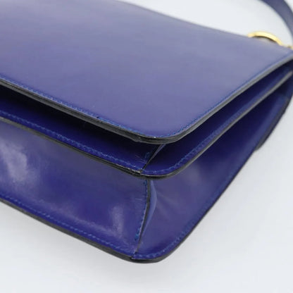 Celine Vintage Carriage Top Handle Leather, Blue, Leather, Handbag