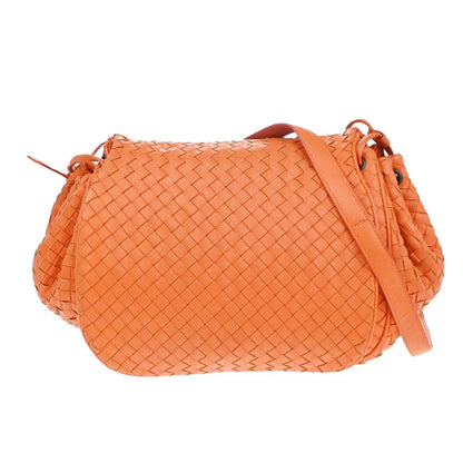 Bottega Veneta Intrecciato Shoulder Leather, Orange, Leather, Handbag