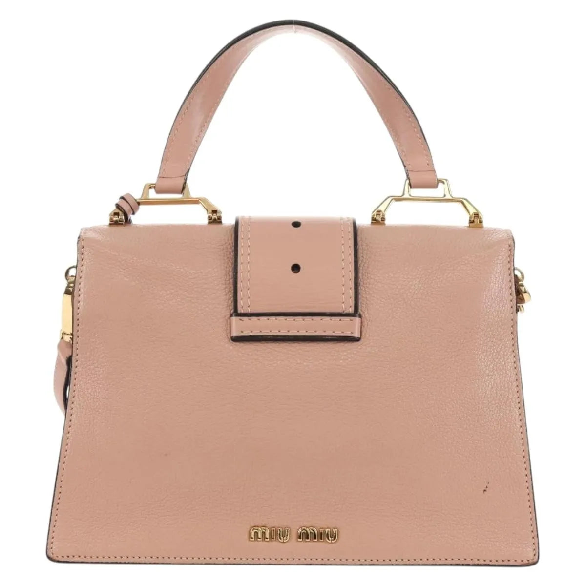 Miu Miu Madras Crystal Buckle Leather, Pink, Leather, Shoulder Bag