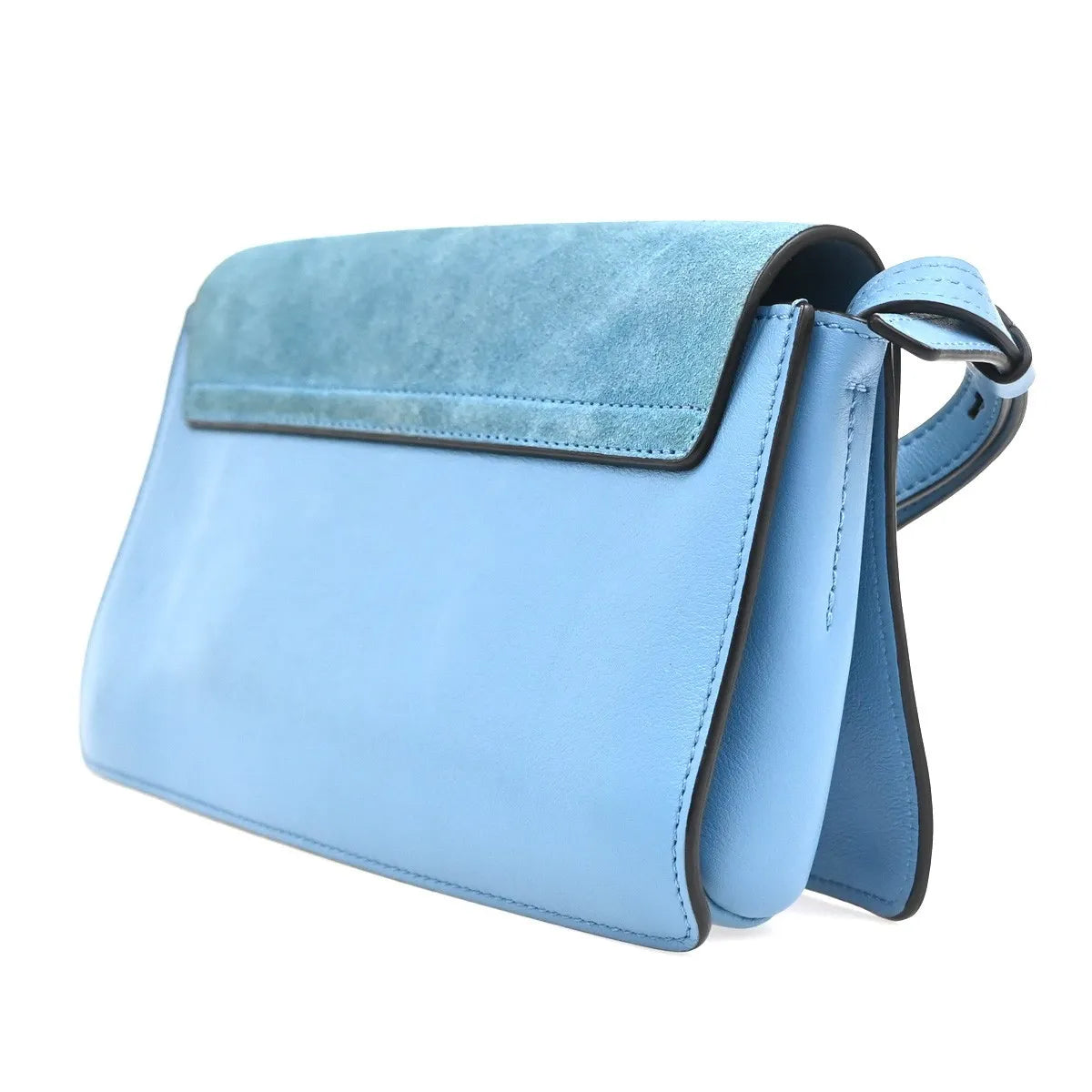 Chloe Faye Leather and Suede, Blue, Leather, Shoulder Bag