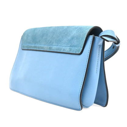 Chloe Faye Leather and Suede, Blue, Leather, Shoulder Bag