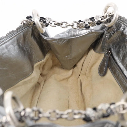 Bottega Veneta Intrecciato Shoulder Leather, Silver, Leather, Shoulder Bag