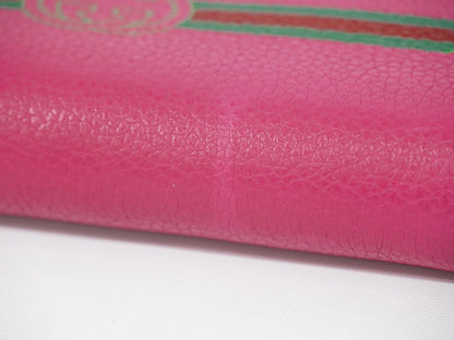 Gucci Vintage Logo Zip Around Leather, Pink, Leather, Wallet