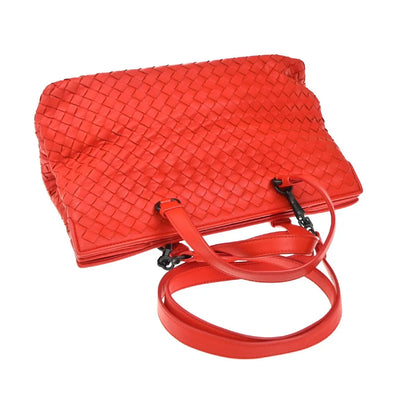 Bottega Veneta 2-Pocket Convertible Tote Intrecciato Nappa, Red, Leather, Tote Bag