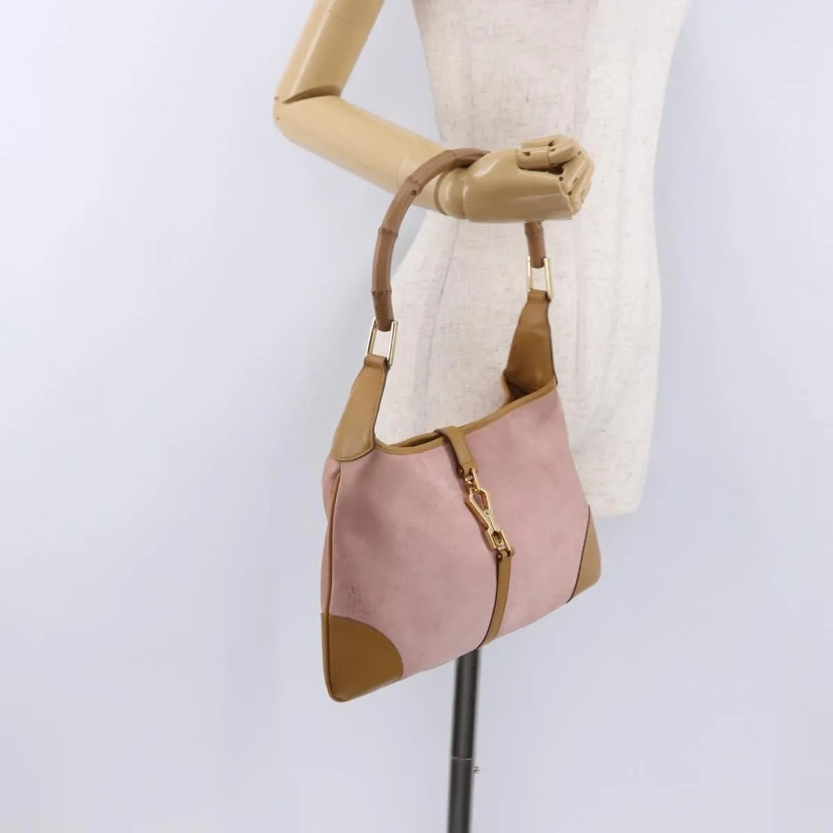 Gucci Bamboo Jackie Suede, Pink, Suede, Handbag