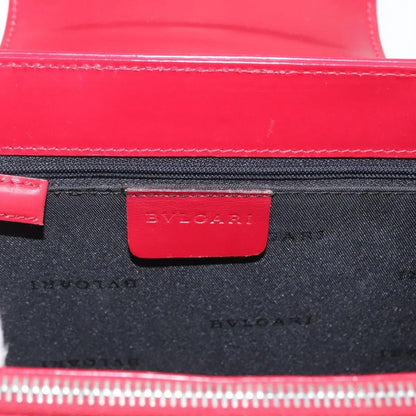Bvlgari Top Handle Leather, Red, Leather, Handbag