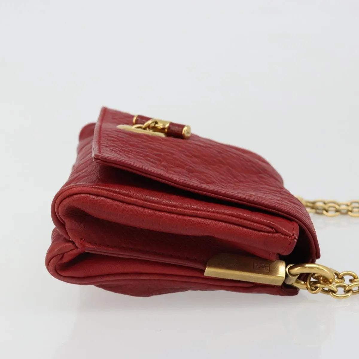 Saint Laurent Chain Leather, Red, Leather, Shoulder Bag