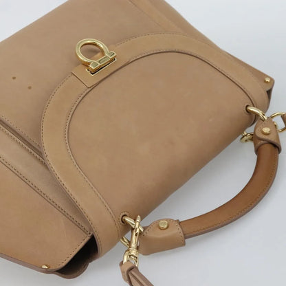 Salvatore Ferragamo Sofia Rainbow Saddle Leather, Beige, Leather, Handbag