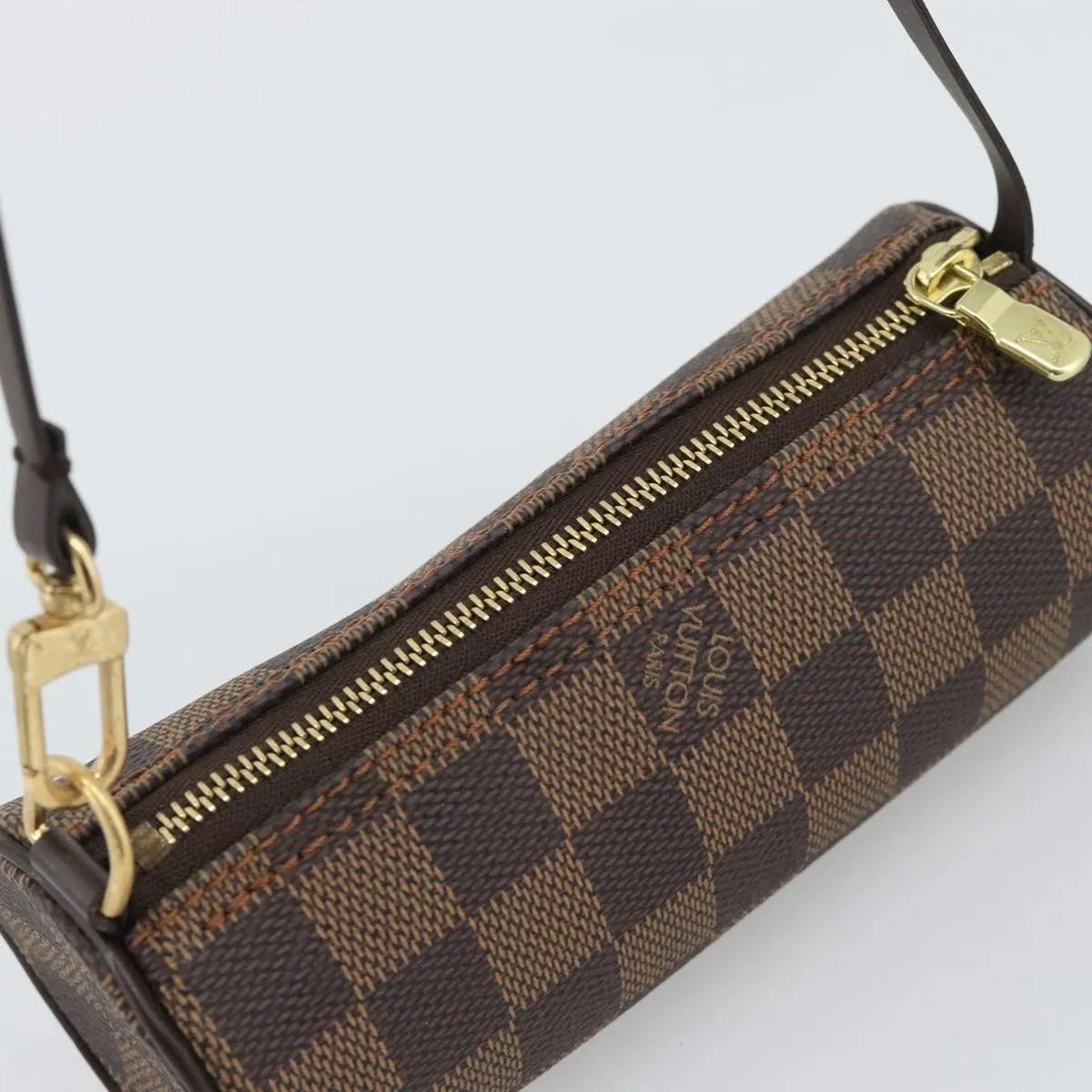 Louis Vuitton Papillon Pochette Damier Ebene, Brown, Canvas, Clutch
