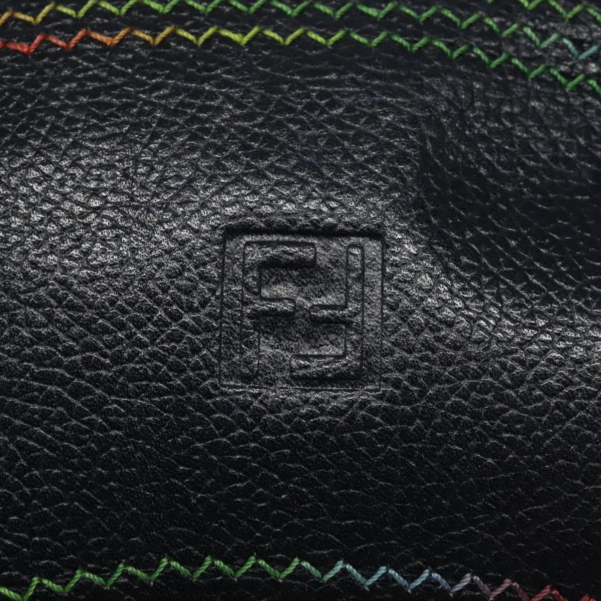 Fendi Vintage Zip Leather, Navy, Leather, Shoulder Bag