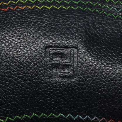 Fendi Vintage Zip Leather, Navy, Leather, Shoulder Bag