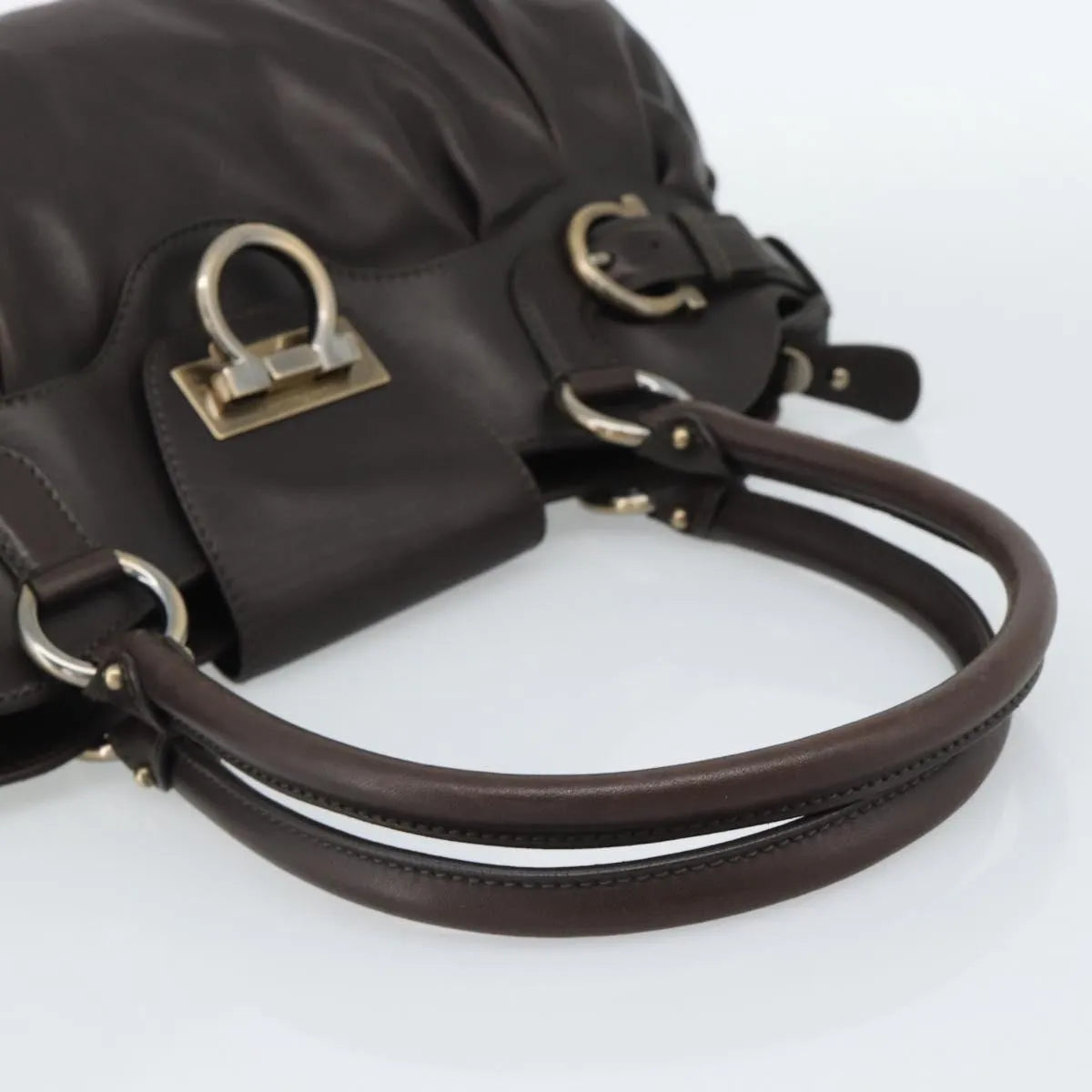Salvatore Ferragamo Marisa Leather, Brown, Leather, Handbag