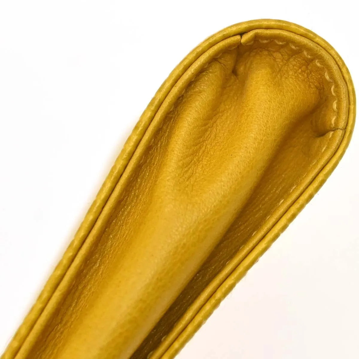 Chanel Vintage CC Phone Holder Caviar, Yellow, Leather, Clutch