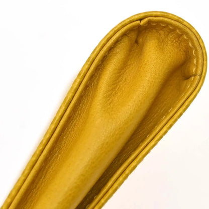Chanel Vintage CC Phone Holder Caviar, Yellow, Leather, Clutch