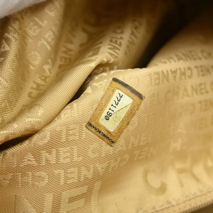 Chanel Square Stitch CC Boston Quilted Leather, Beige, Leather, Handbag
