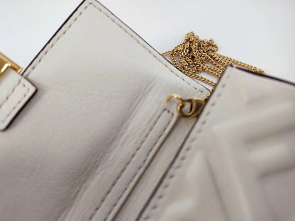 Fendi Baguette Bag Charm Leather, White, Leather, Clutch