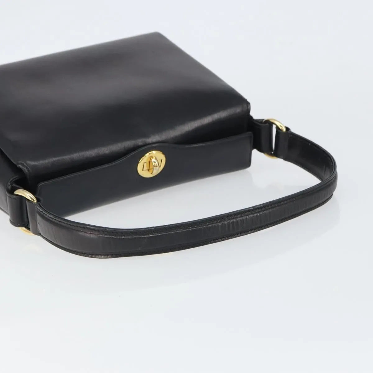 Gucci Vintage Convertible Box Leather, Black, Leather, Handbag