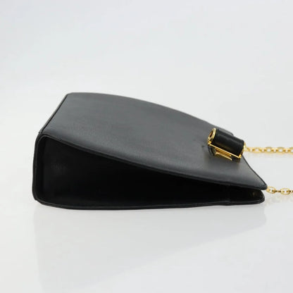 Salvatore Ferragamo Vintage Chain Leather, Black, Leather, Shoulder Bag
