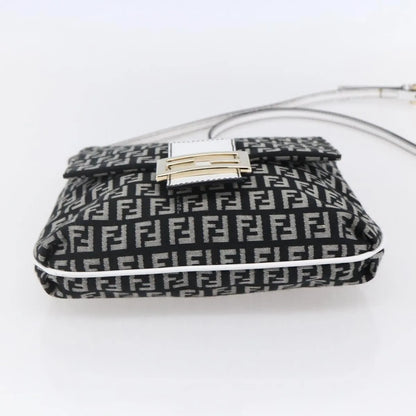Fendi Vintage Flap Zucchino Canvas, Black, Canvas, Shoulder Bag