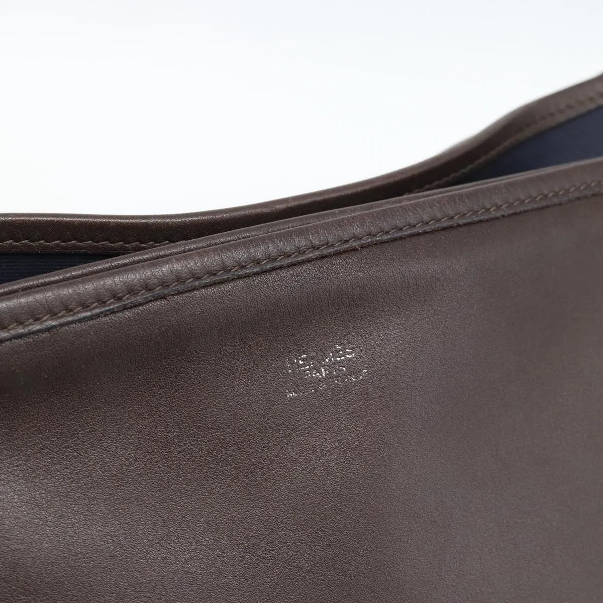 Hermes Mrs. Hippie Leather and Toile, Navy, Leather, Shoulder Bag