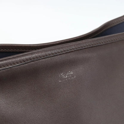 Hermes Mrs. Hippie Leather and Toile, Navy, Leather, Shoulder Bag