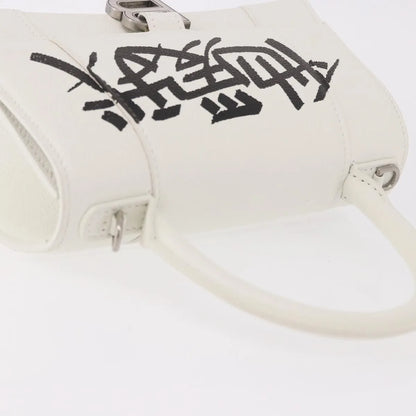 Balenciaga Hourglass Top Handle Leather, White, Leather, Handbag