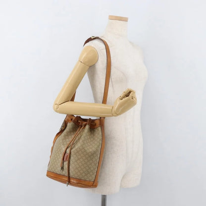 Celine Drawstring Bucket Triomphe Coated Canvas, Beige, Canvas, Handbag