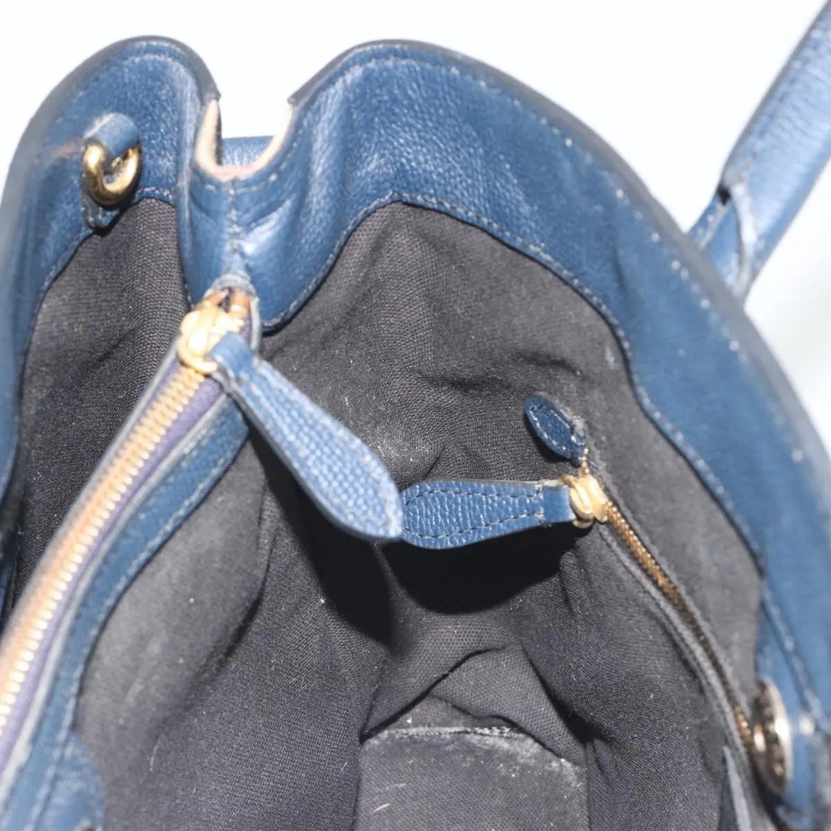 Burberry Banner Tote Leather and House Check Canvas, Navy, Leather, Handbag
