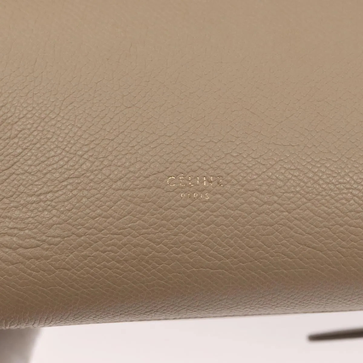 Celine Belt Calfskin, Beige, Leather, Handbag