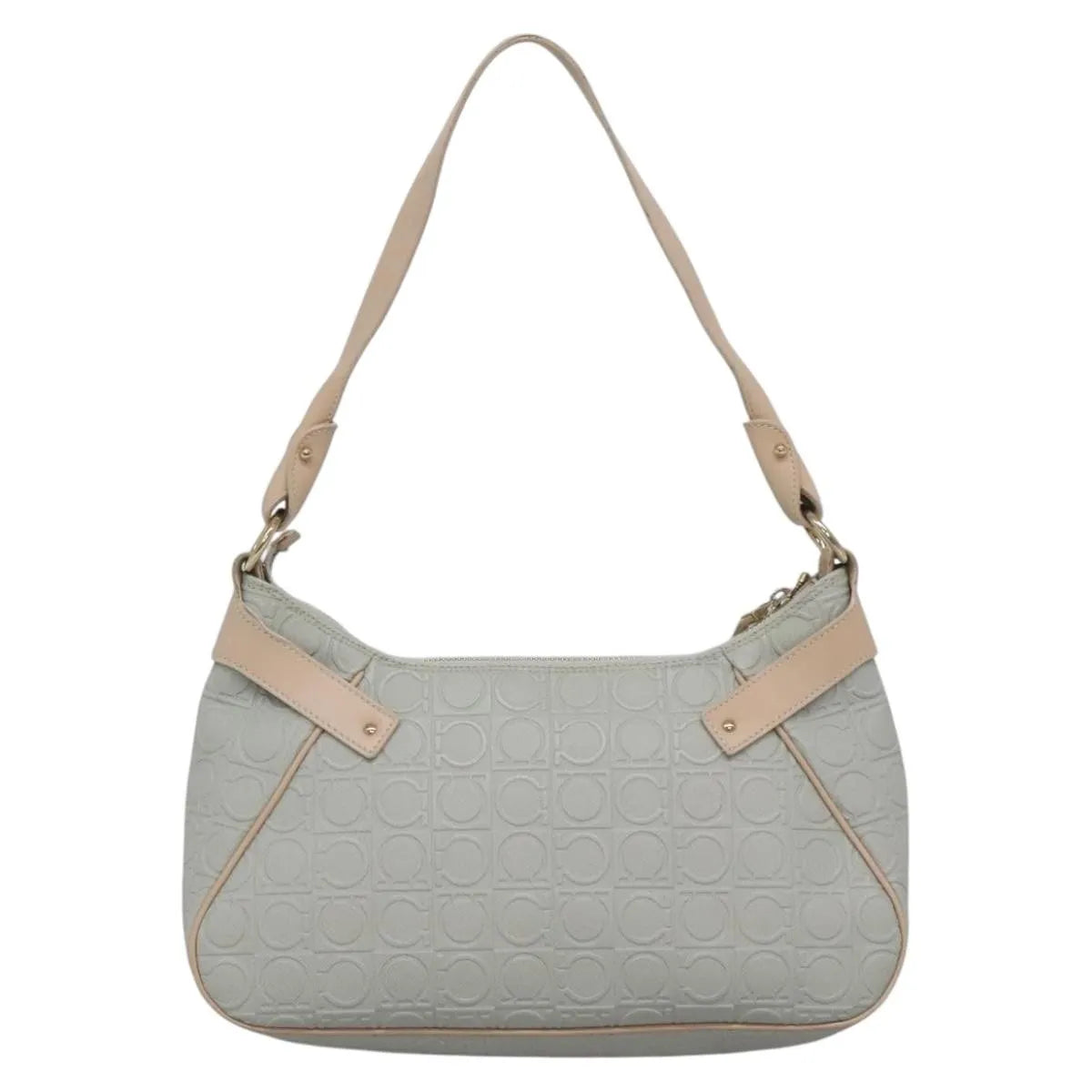 Salvatore Ferragamo Gancini Leather, Gray, Leather, Shoulder Bag