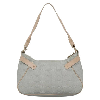 Salvatore Ferragamo Gancini Leather, Gray, Leather, Shoulder Bag