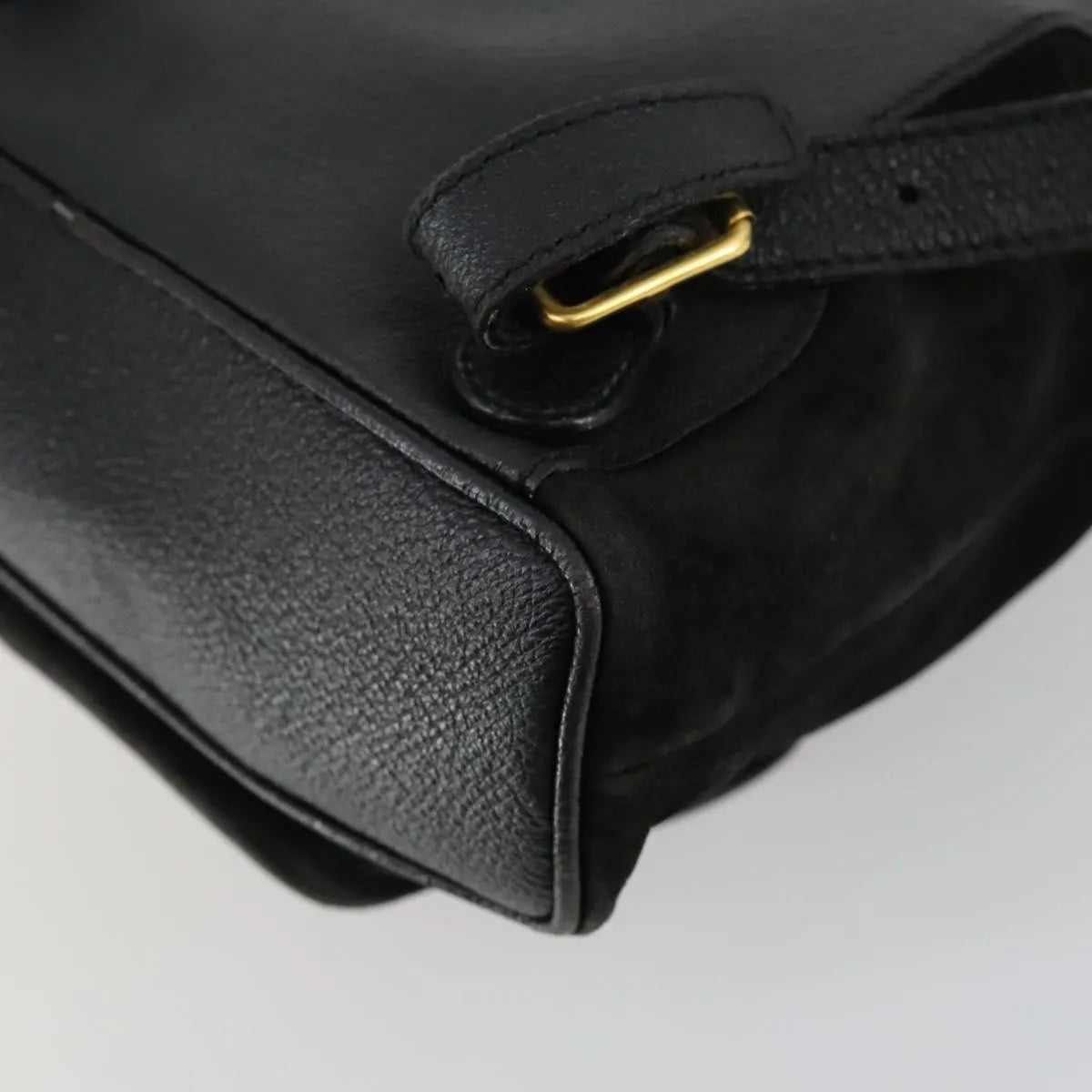 Gucci Vintage Bamboo Suede, Black, Leather, Backpack