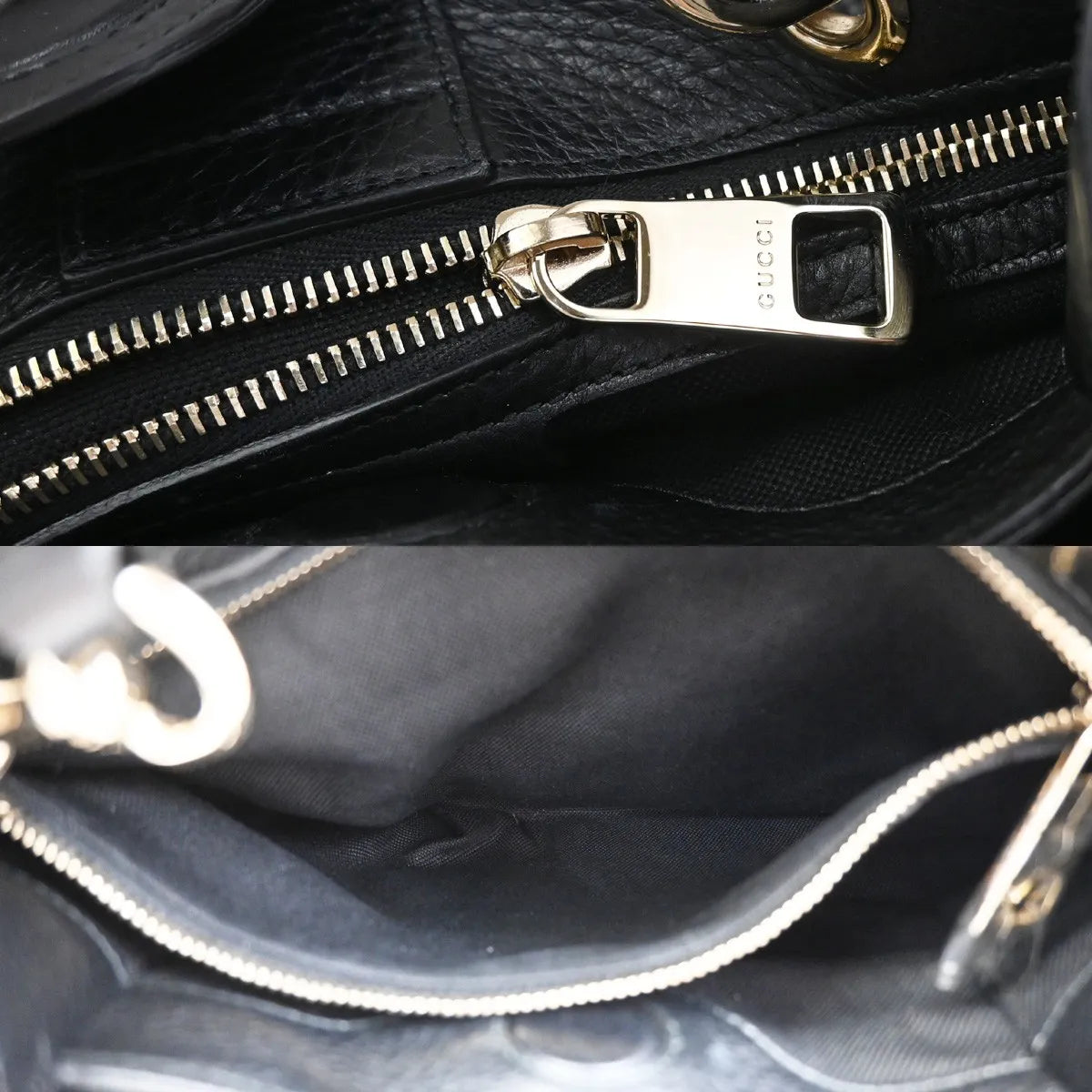 Gucci Bamboo shopper Leather, Black, Leather, Handbag
