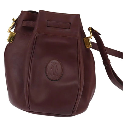 cartier Must de cartier Leather, Burgundy, Leather, Shoulder Bag