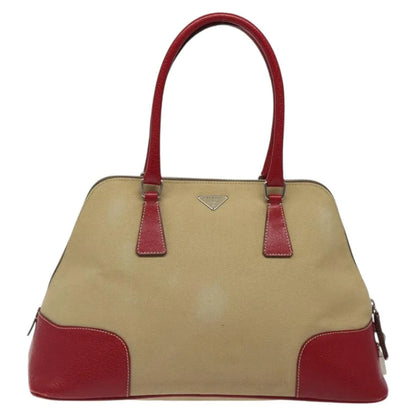 Prada Promenade Tote Canvas and Leather, Beige, Canvas, Shoulder Bag