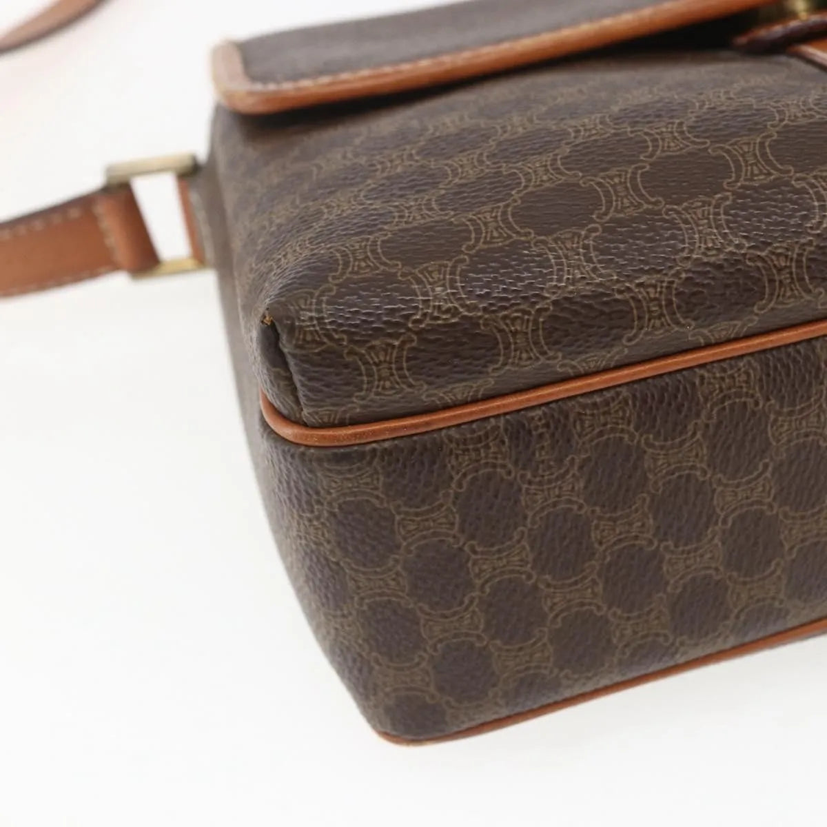 Celine Vintage Macadam Canvas and Leather, Brown, Canvas, Shoulder Bag