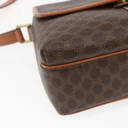 Celine Vintage Macadam Canvas and Leather, Brown, Canvas, Shoulder Bag