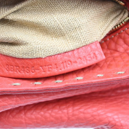 Fendi Selleria Linda Satchel Pebbled Leather, Red, Leather, Handbag