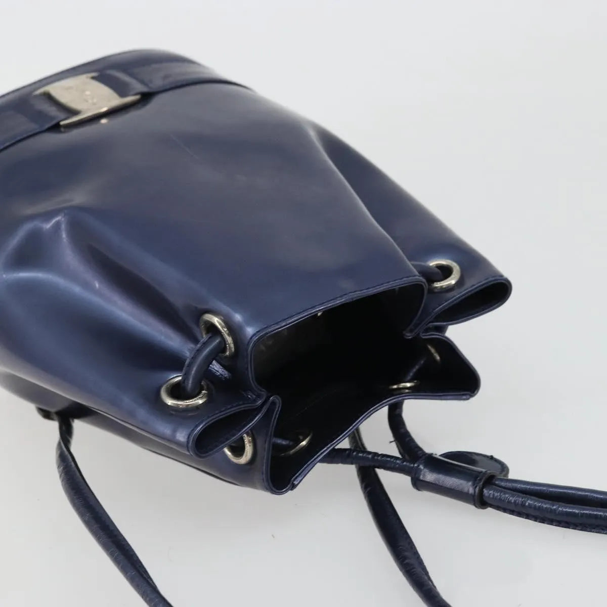 Salvatore Ferragamo Vala Patent Leather, Navy, Patent Leather, Backpack