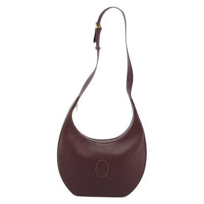 cartier Vintage must de Cartier Leather, Burgundy, Leather, Shoulder Bag