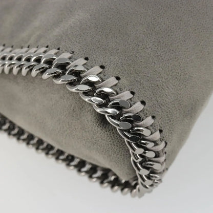 Stella McCartney Falabella Fold Over Faux Leather, Gray, Polyester, Shoulder Bag