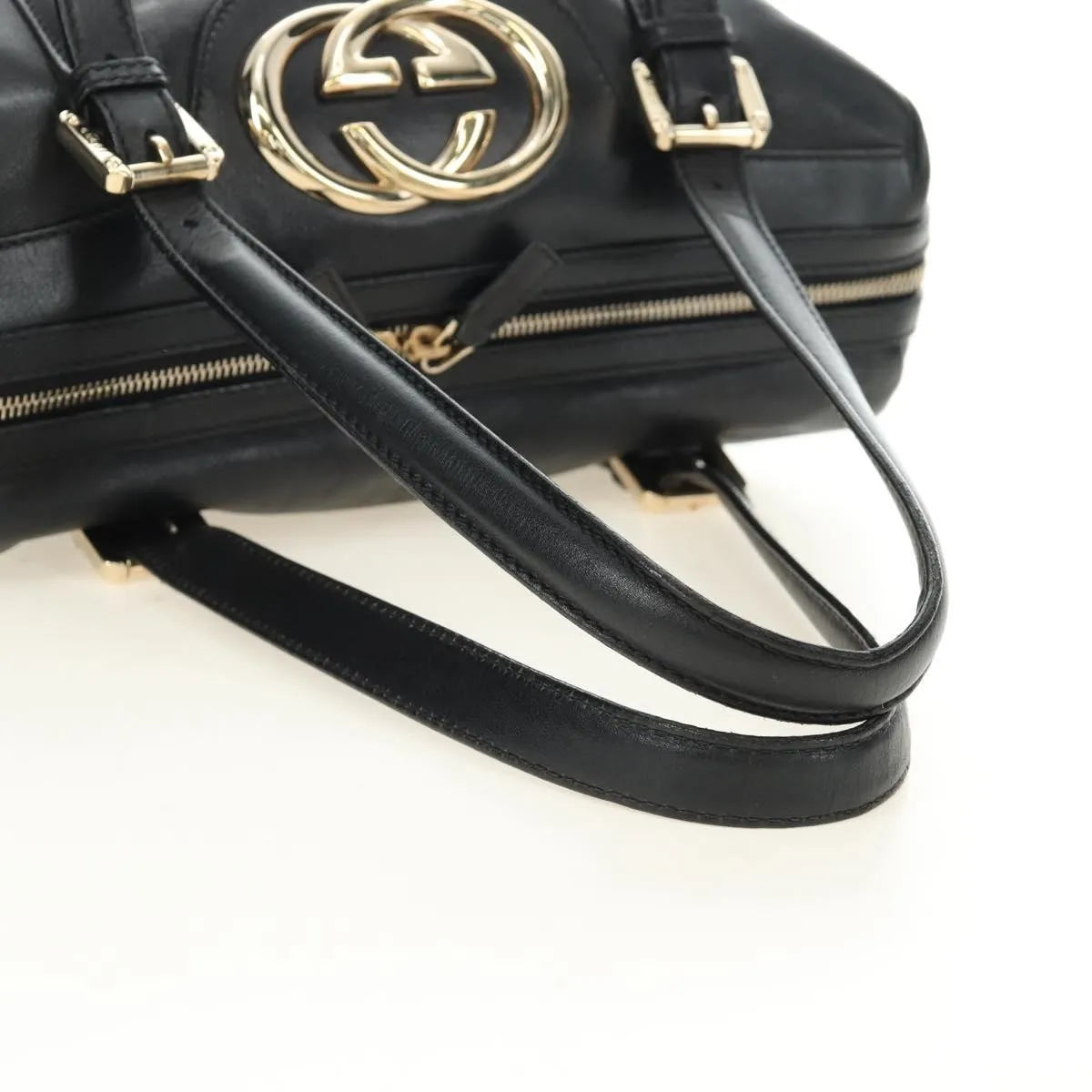 Gucci Britt Boston Duffle Leather, Black, Leather, Handbag