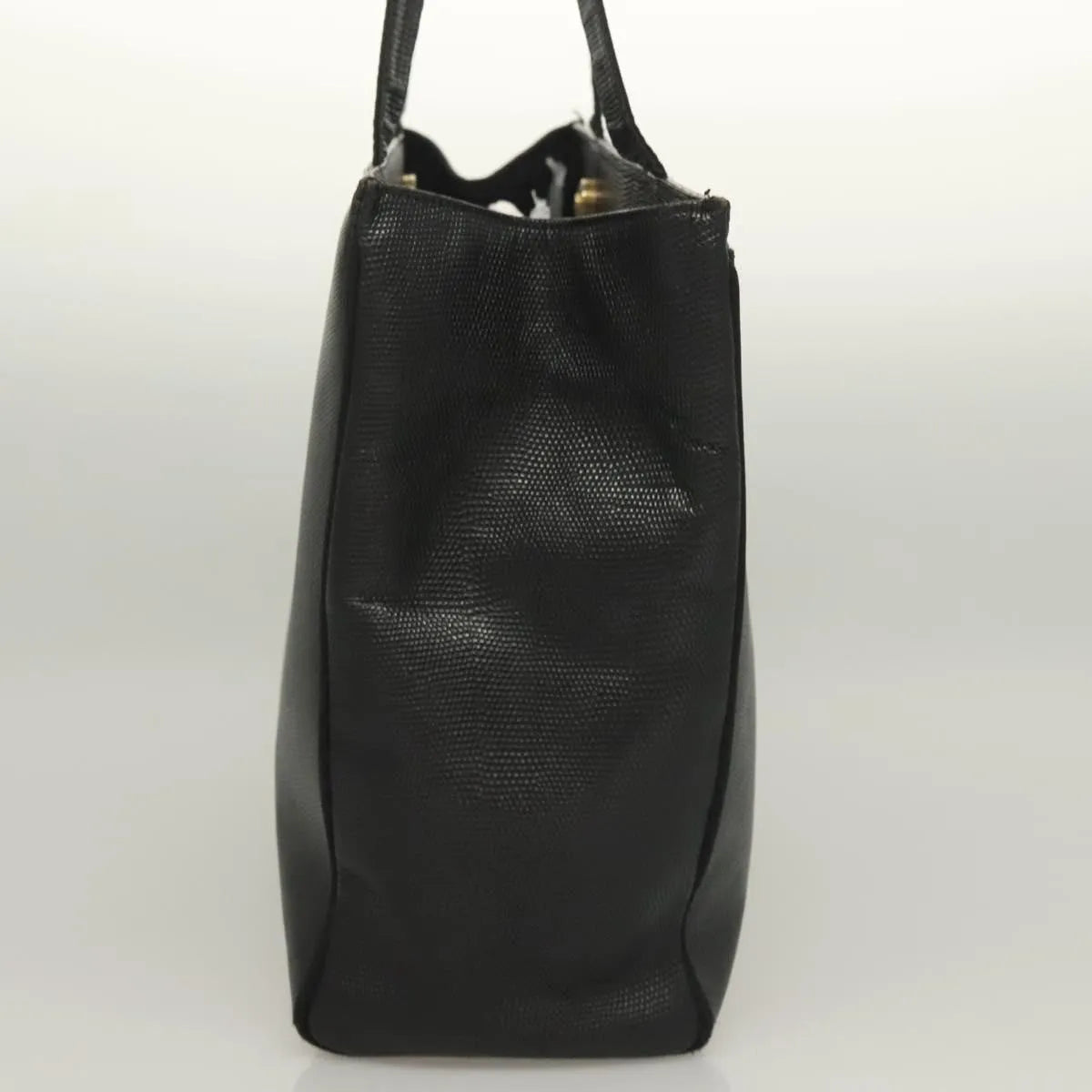 Salvatore Ferragamo Vintage Vara Bow Tote Lizard Embossed Leather, Black, Leather, Tote Bag