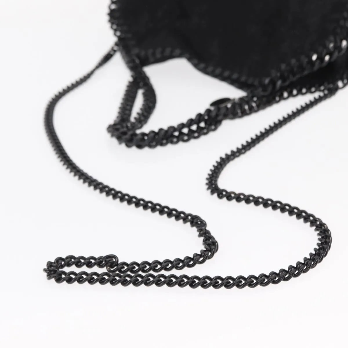 Stella McCartney Falabella Fold Over Shaggy Deer, Black, Polyester, Shoulder Bag