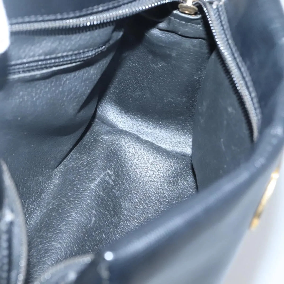 Celine Circle Logo Leather, Black, Leather, Handbag