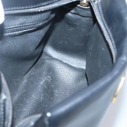 Celine Circle Logo Leather, Black, Leather, Handbag