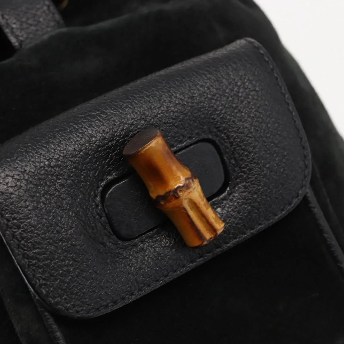 Gucci Vintage Bamboo Suede, Black, Suede, Backpack