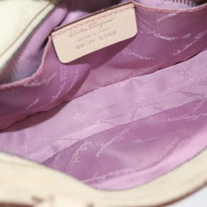 Salvatore Ferragamo Gancini Suede, Beige, Suede, Handbag