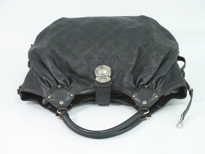 Louis Vuitton L Hobo Mahina Leather, Black, Leather, Shoulder Bag